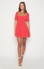 Danyal Red Polka Dot Mini Dress