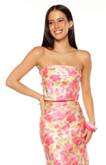 Genevieve Yellow Floral Pop Print Top