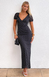Lovella Black Polka Dot Maxi Dress