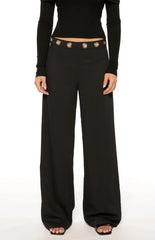 Devotion Black Eyelet Straight Leg Pants