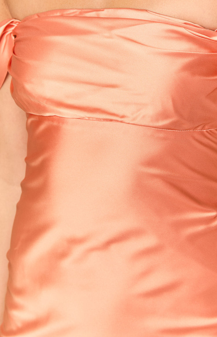 Ella Orange Off Shoulder Formal Dress