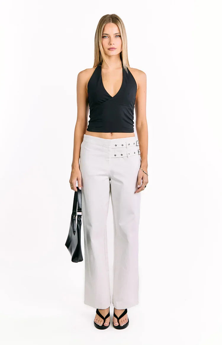Lila Off White Buckle Pants