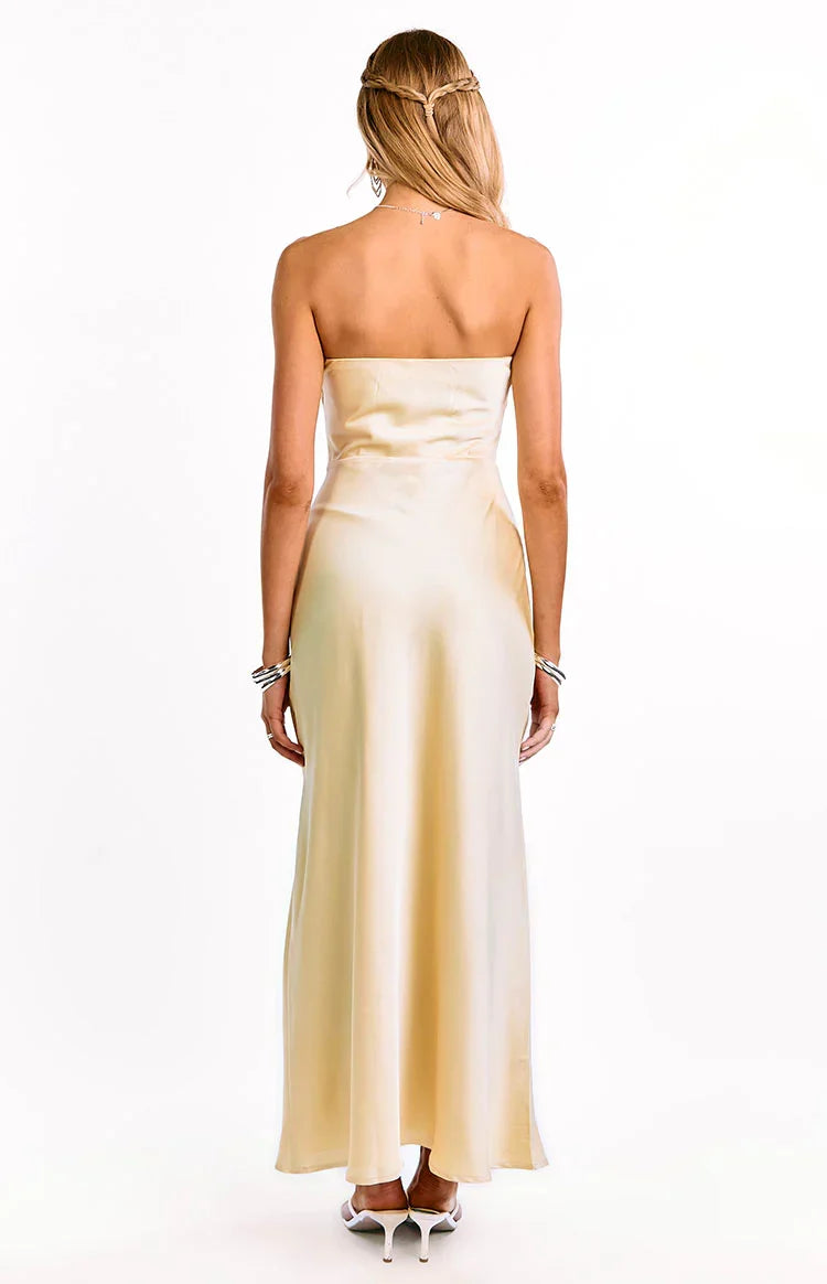 Maddix Yellow Strapless Formal Maxi Dress