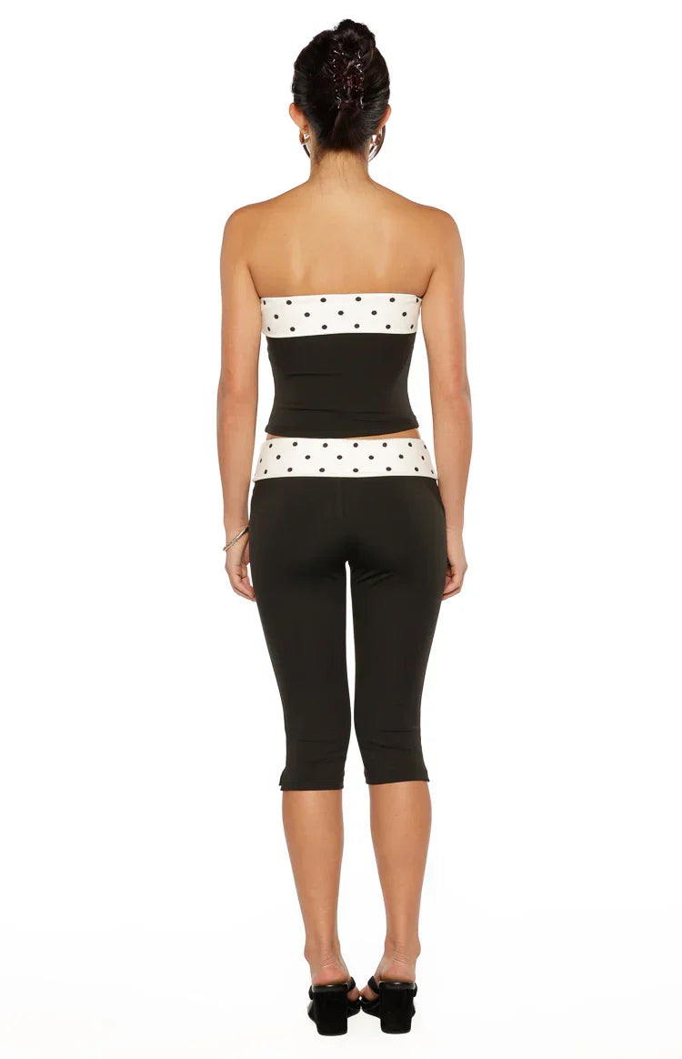 Reece Black Polka Dot Band Capris