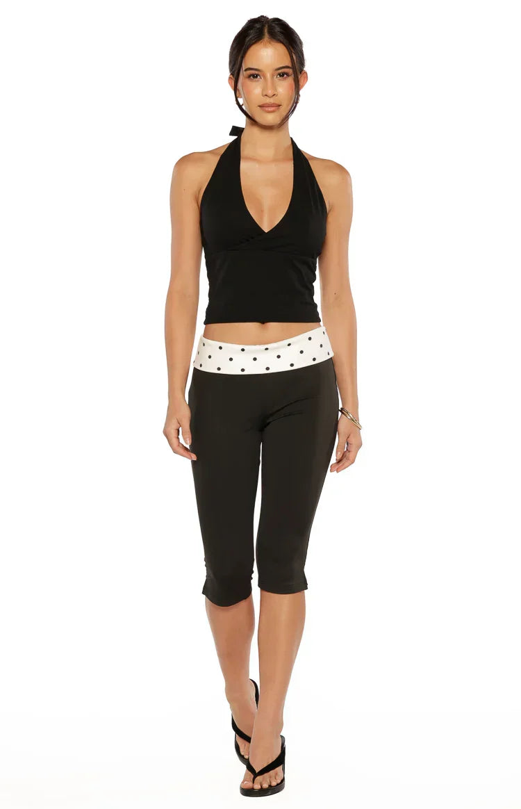 Reece Black Polka Dot Band Capris