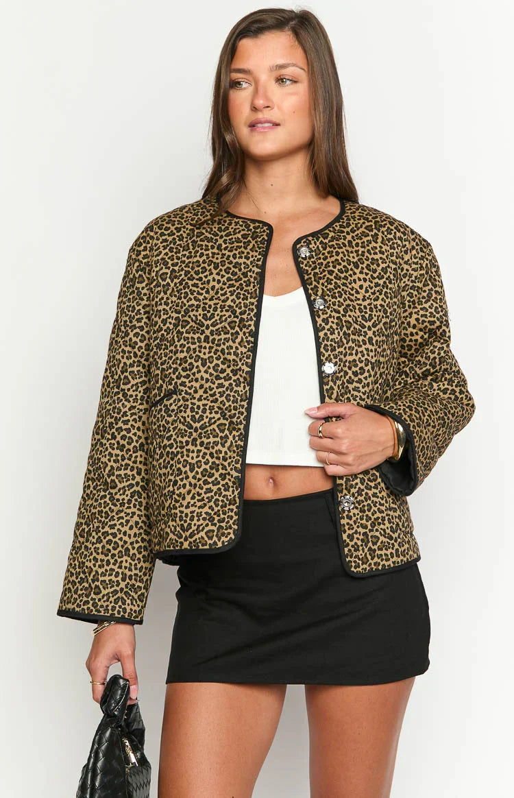 Robbie Leopard Print Quilted Jacket