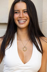 Sayla Gold Circle Pendant Necklace